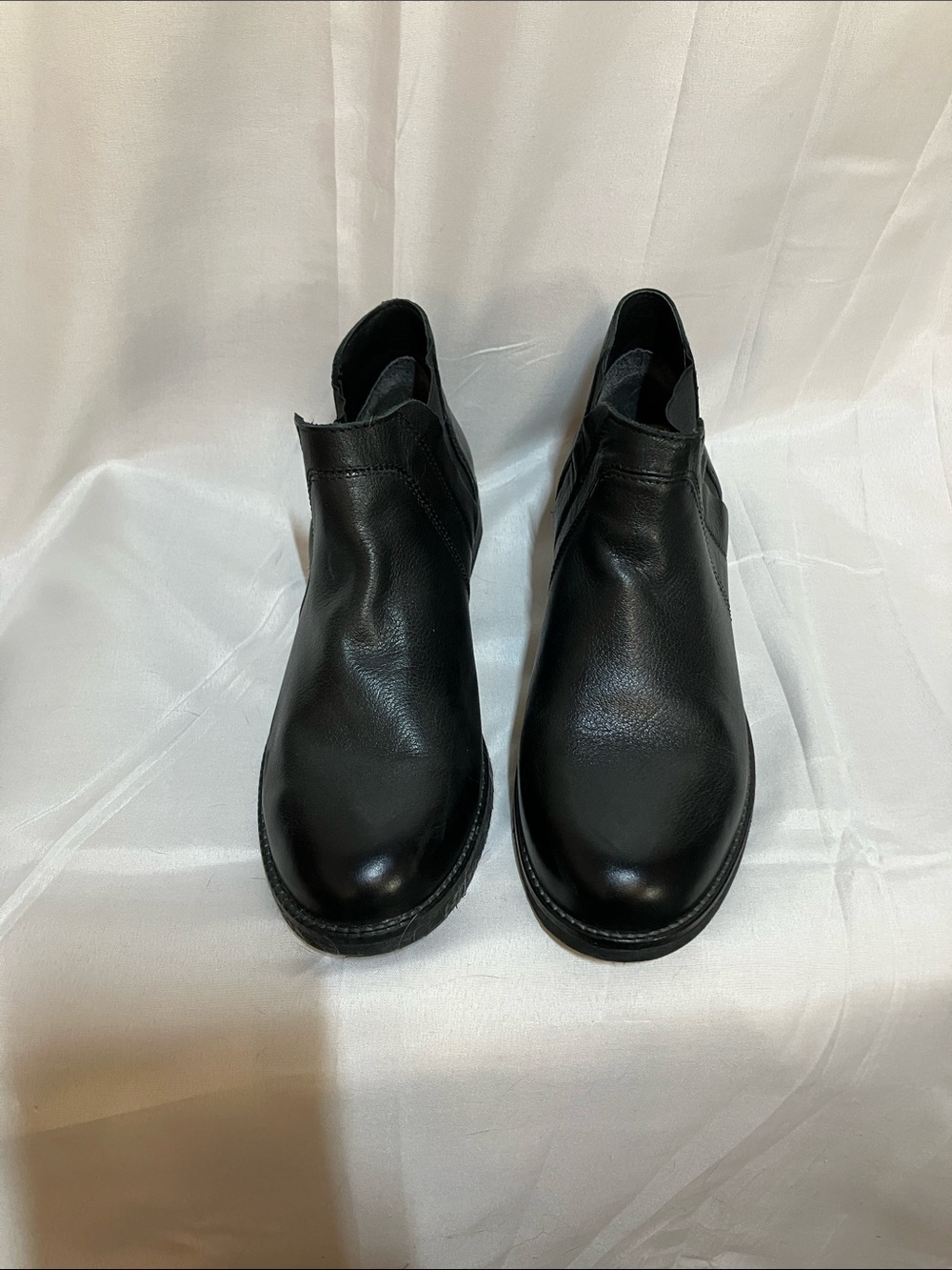 Clarks Black Leather Slip-On Ankle Booties
